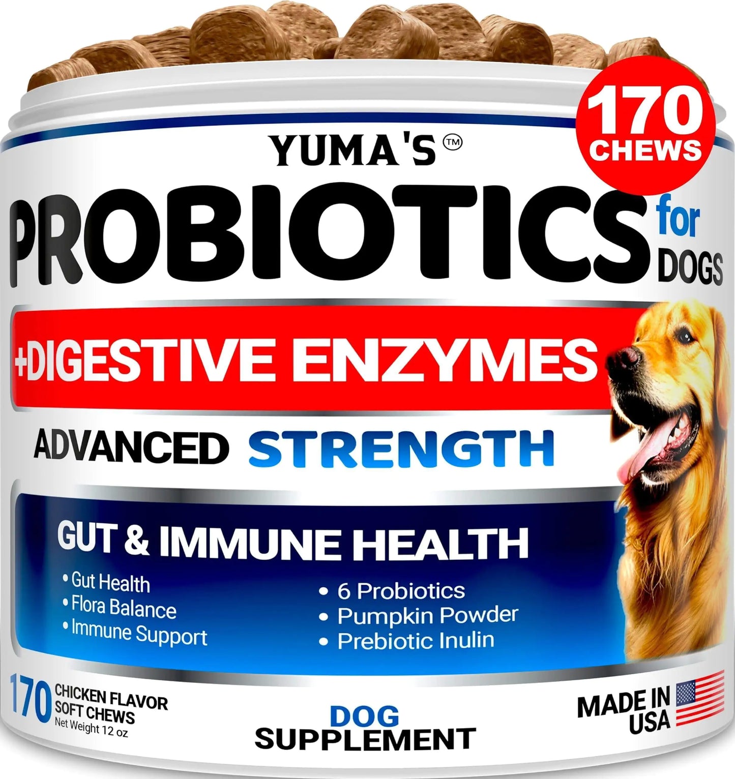 Probiotics for Dogs and Digestive Enzymes 170 Dog Probiotics Chews Pet Fiber