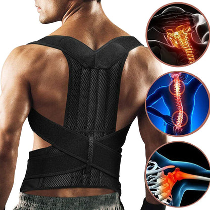 Adjustable Posture Corrector Low Back Support Shoulder Brace Belt For Men Women