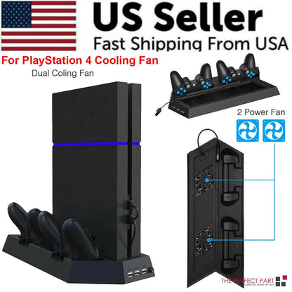 PS4 Cooling Station Vertical Stand 2 Controller Charging Dock For PlayStation 4