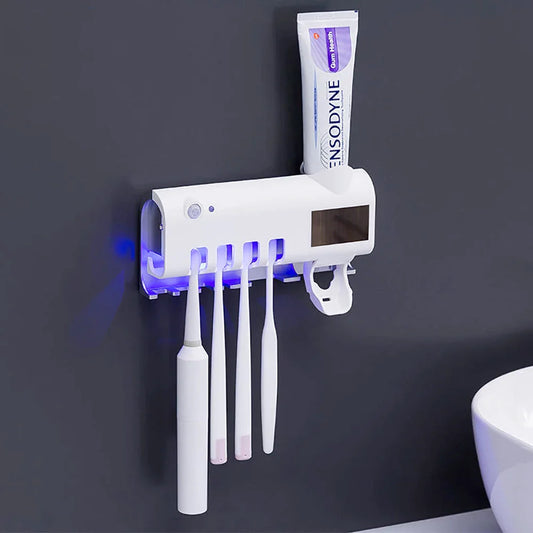 UV Sterilizing Toothbrush Organizer & Paste Dispenser