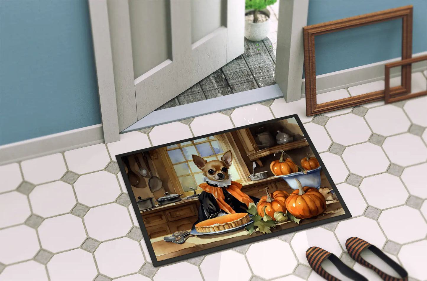 Chihuahua Fall Kitchen Pumpkins Doormat