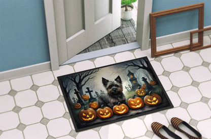 Graveyard Yorkie Guard Halloween Doormat