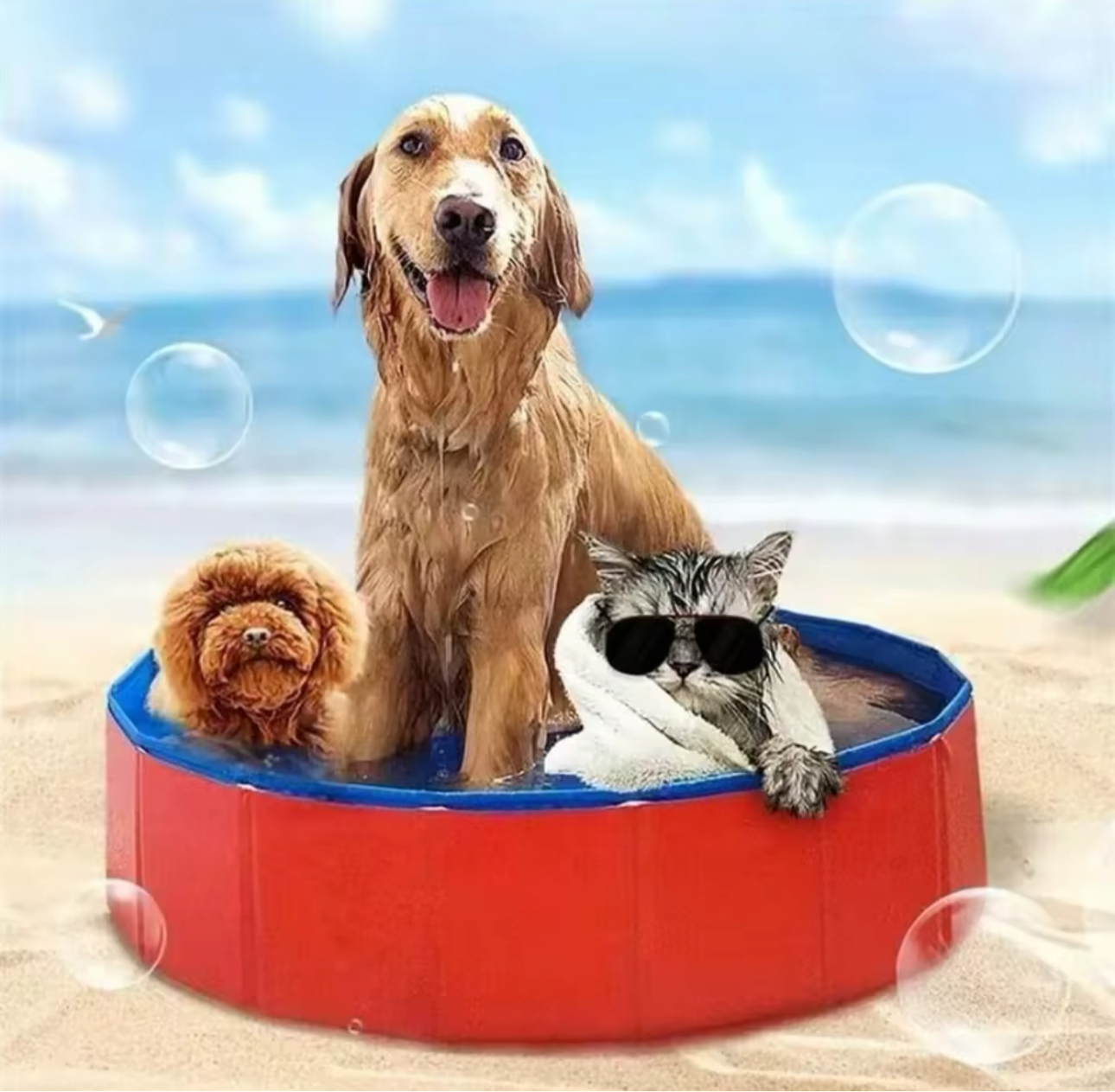 Foldable Dog Pool Pet Bathtub Summer Cooling Bathing Pool