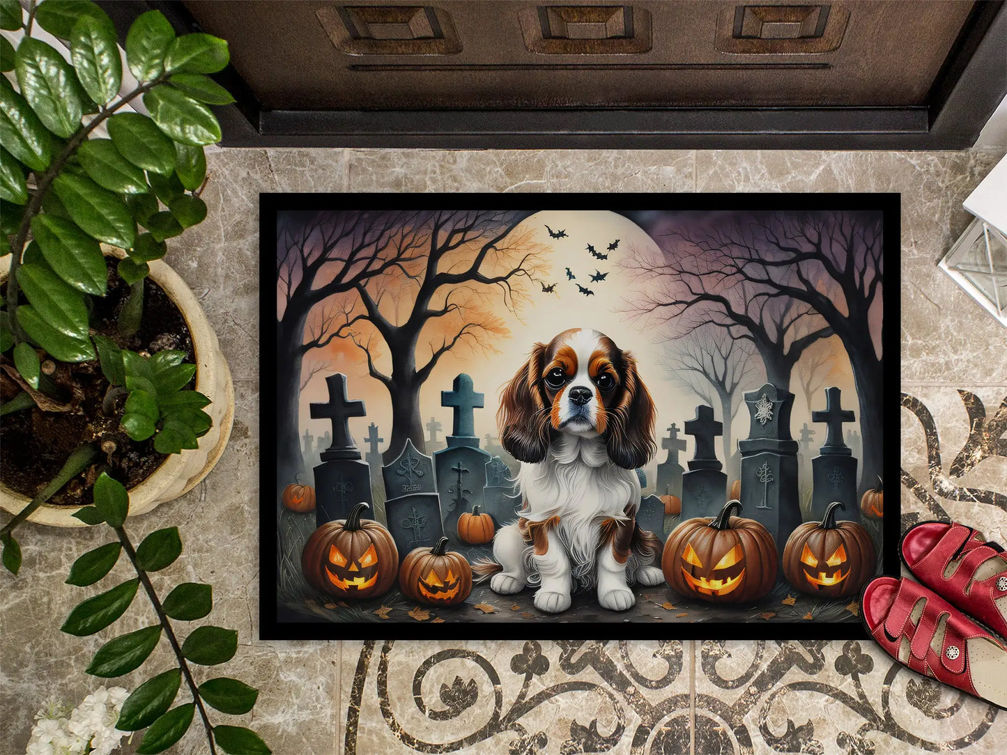 Cavalier Spaniel Halloween Doormat