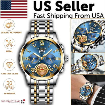 Men's Watch Relojes De Hombre Stainless Steel Quartz Classic Waterproof