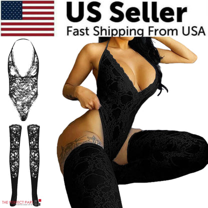 Women Lace Sexy Lingerie Nightwear Babydoll Sleepwear Bodysuit Dress Plus Size