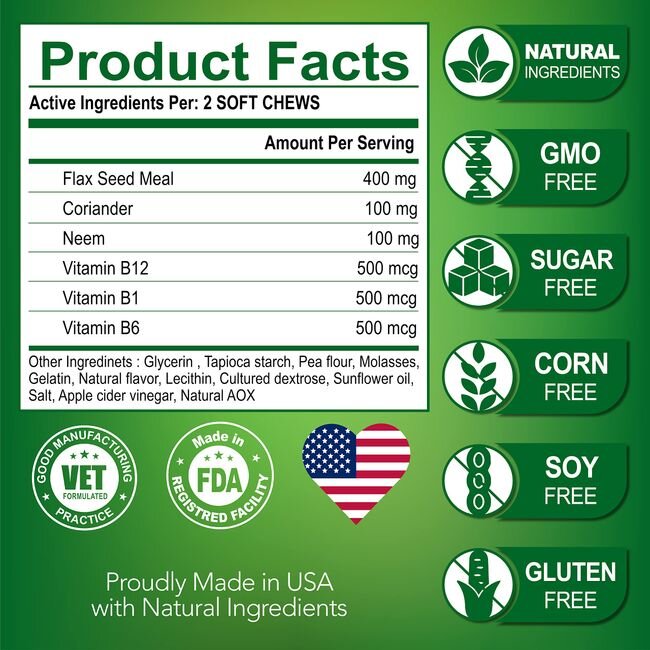 Insects Protection Chews for Dogs 120 Pcs Chicken Flavor Prevent Insects Biting