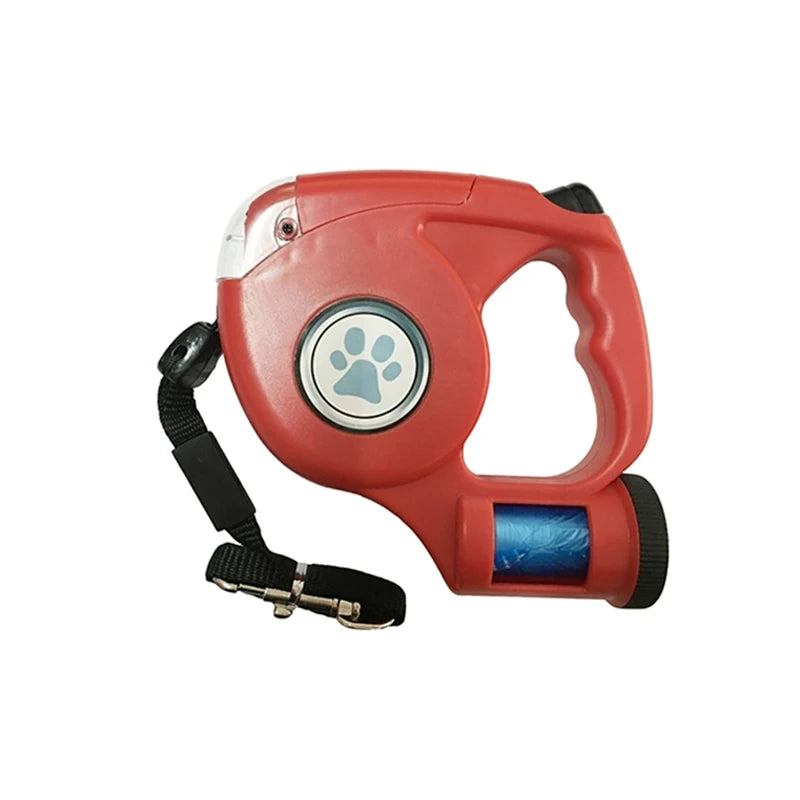 LED Retractable Dog Leash with Waste Bag – Night Safety