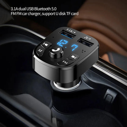 Car Fm Transmitter Bluetooth 5.0 Aux Handsfree Wireless Car Kit Dual Usb Car Charger Auto Radio Fm Modulator Mp3 Player Adapter