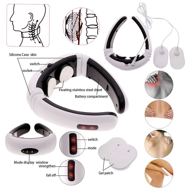 Electric Cervical Pulse Neck Massager Muscle Relax Massage Magnetic Therapy