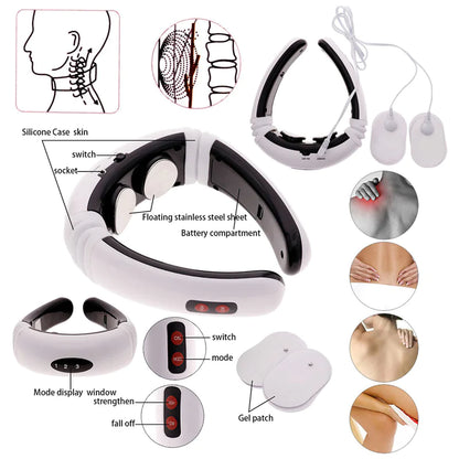 Electric Cervical Pulse Neck Massager Muscle Relax Massage Magnetic Therapy