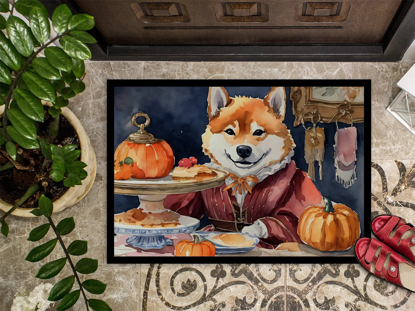 Shiba Inu Fall Kitchen Pumpkins Doormat