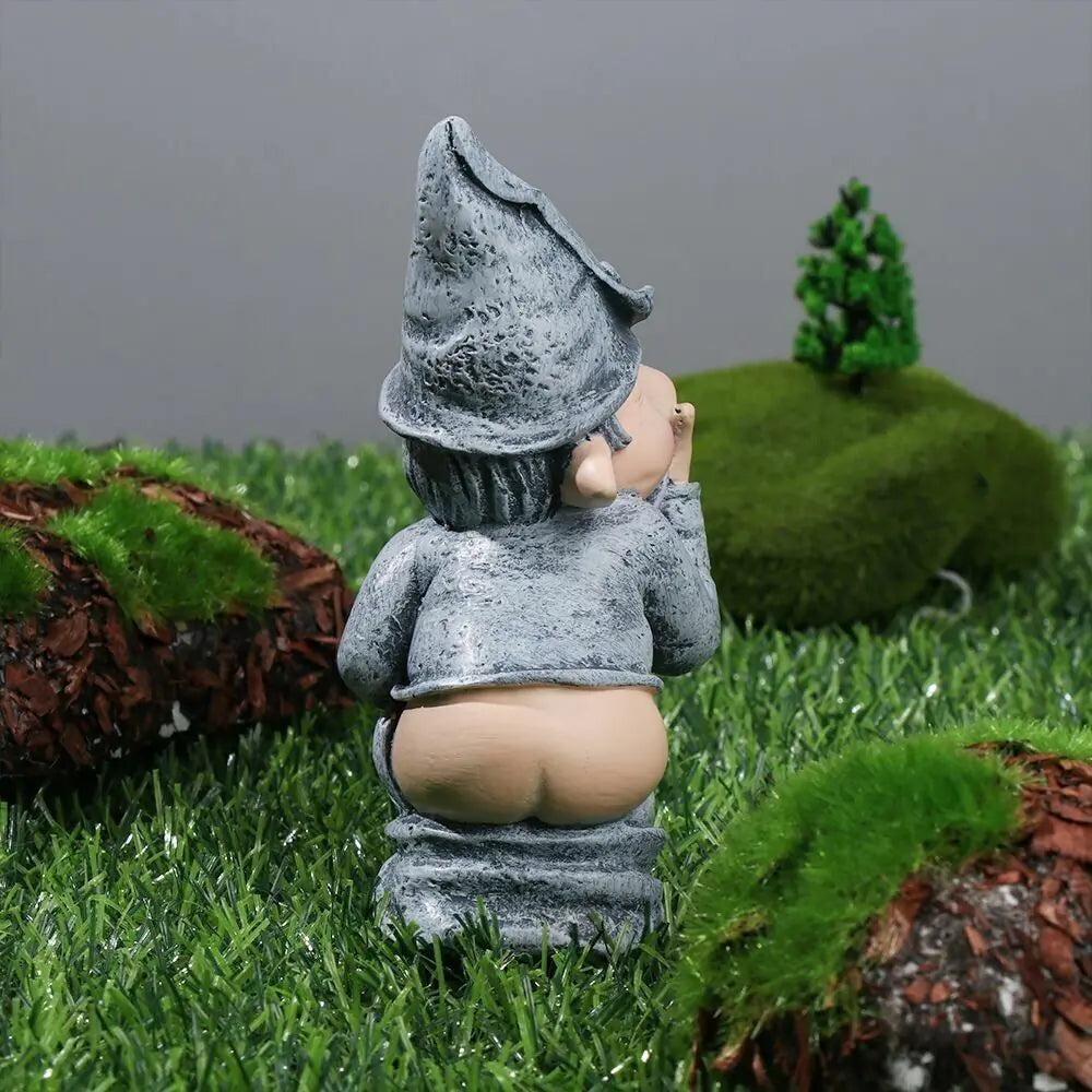 Pooping Naughty Gnome Miniature Statue Funny Resin Dwarf Home Garden Ornament