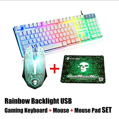 LED Rainbow Backlight Keyboard Set