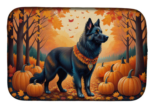 Belgian Sheepdog Fall Dish Drying Mat