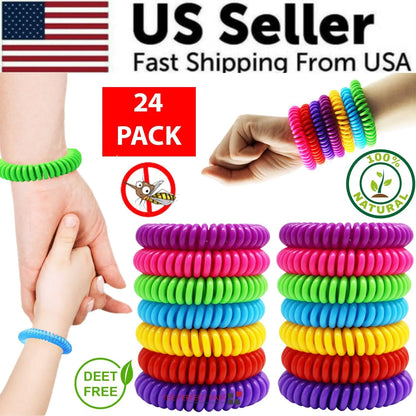 24 Pack Anti Bug Insect Pest Repellent Bracelet Wrist Band Natural Protection US