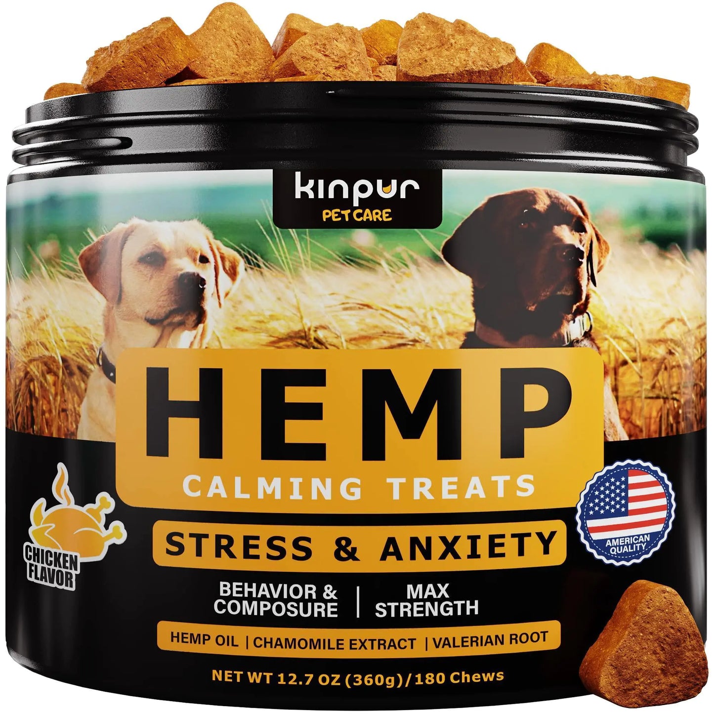 Natural Calming Chews for Dogs with Hemp Oil and Valerian Root Chicken (180)