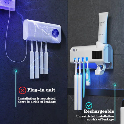 UV Sterilizing Toothbrush Organizer & Paste Dispenser