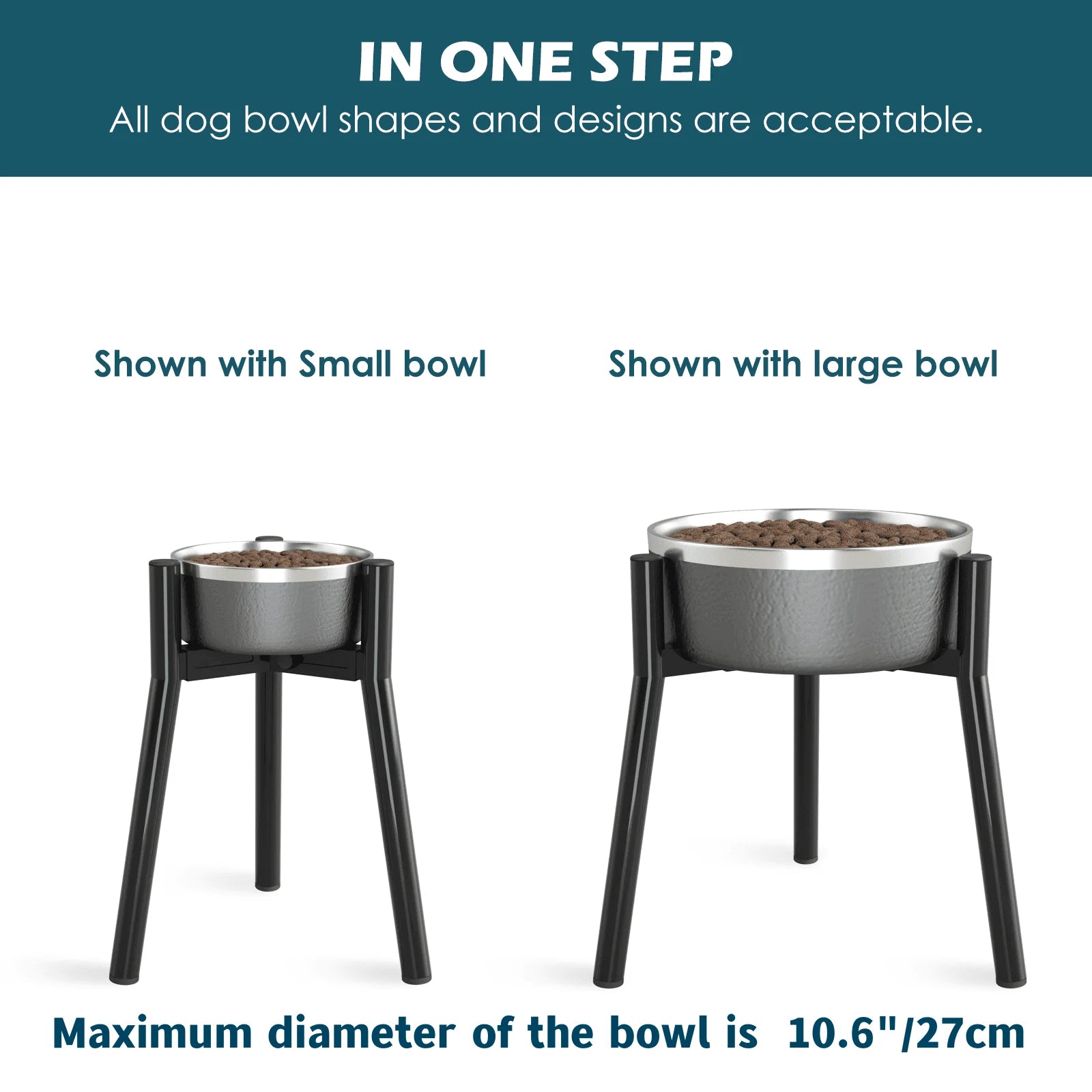Adjustable Raised Dog Bowl Stand – Metal Feeder Base for Large Dogs – Height Adjustable – Bowls Not Included