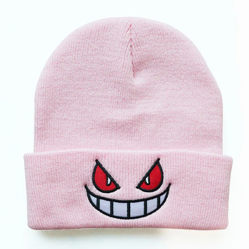 Gengar Kawaii Anime Knitted Hat – Cute 6-Color Wool Embroidery Pullover Cap  – Adorable Pokémon Gift for Winter!
