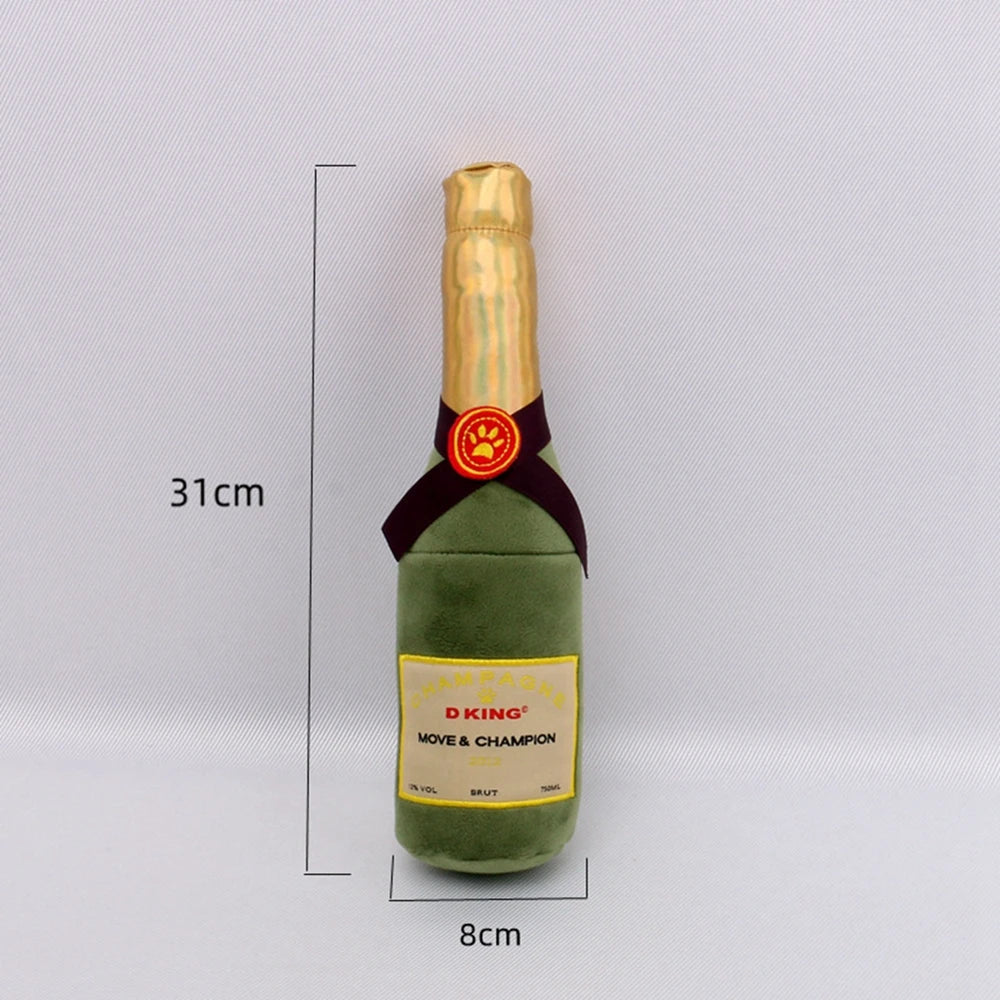 Champagne Bottle Plush Dog Toy – Squeaky & Bite-Resistant Chew Toy