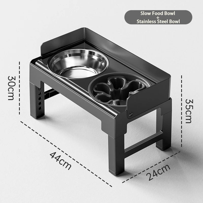 4-Height Adjustable Elevated Dog Bowl Stand with 2 Stainless Steel Bowls – Non-Slip & Spill-Proof