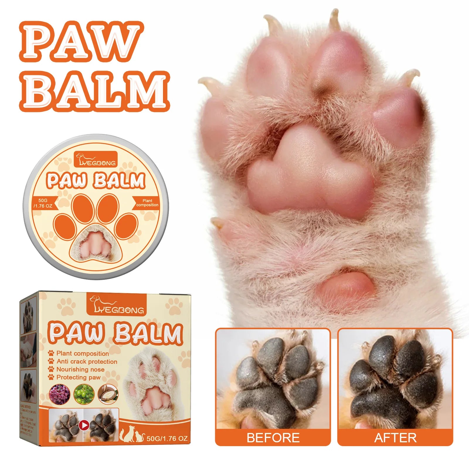 Pet Paw Balm – 50g Moisturizer & Repair Cream for Cats & Dogs