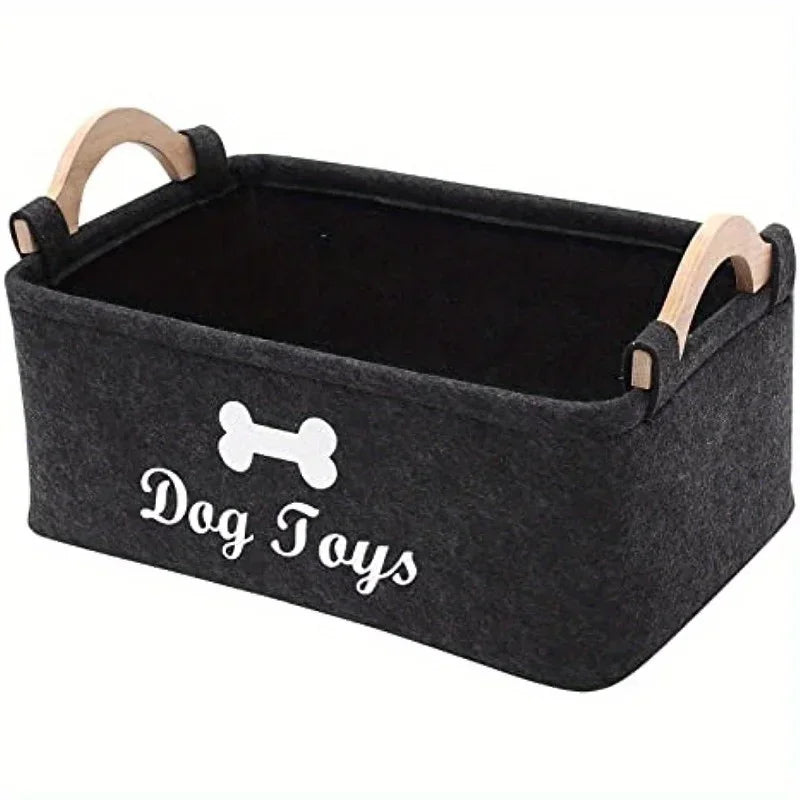 Felt Pet Toy Storage Box – Soft Organizer Basket for Dog & Cat Toys
