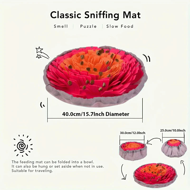 Washable Felt Dog Sniffing Mat – Slow Feeder & Training Toy