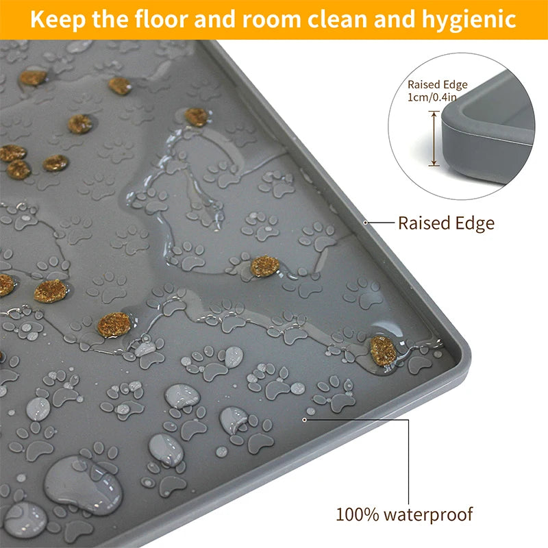 Waterproof Silicone Pet Feeding Mat – Non-Slip Food & Water Placemat for Dogs & Cats