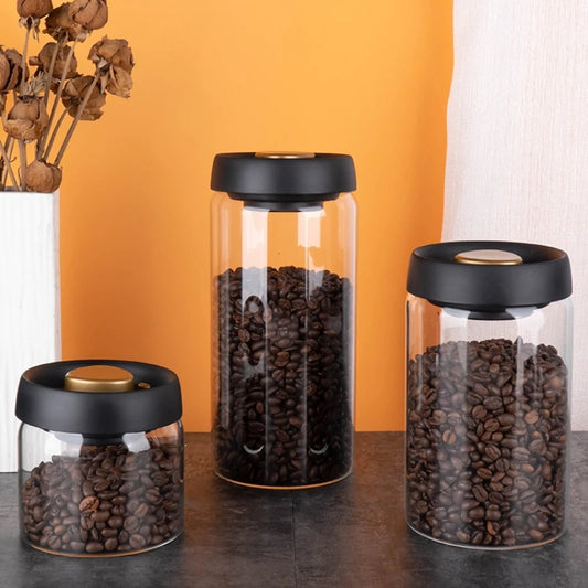 GIANXI Vacuum Sealed Jug Coffee Beans Glass Airtight Canister Food Grains Candy Keep Fresh Storage Jar Kitchen Accessories