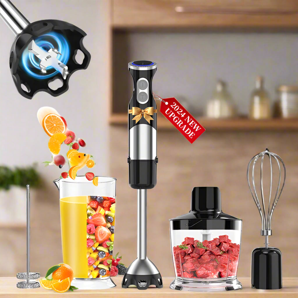 Immersion Blender 5-in-1 Handheld Blender - 1100-watt scratch-resistant blending stick for shakes, purees and smoothies