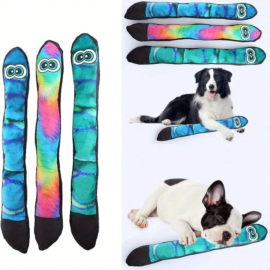 Tough Plush Squeaky Snake Dog Toy – Durable & Fun