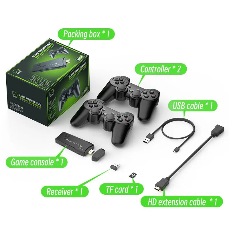 Stick Lite 4K HD Retro Game Console – 64GB, Dual Wireless Controllers, 10,000+ Classic Games – Ultimate Gift for Kids & Gamers