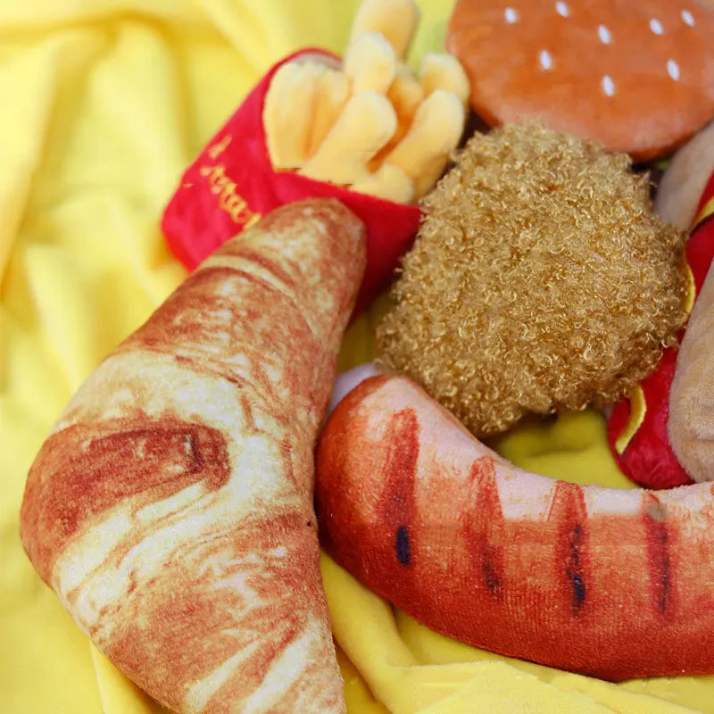 Plush Squeaky Dog Toy – Ice Cream, Fries & Burger Chew Accessories