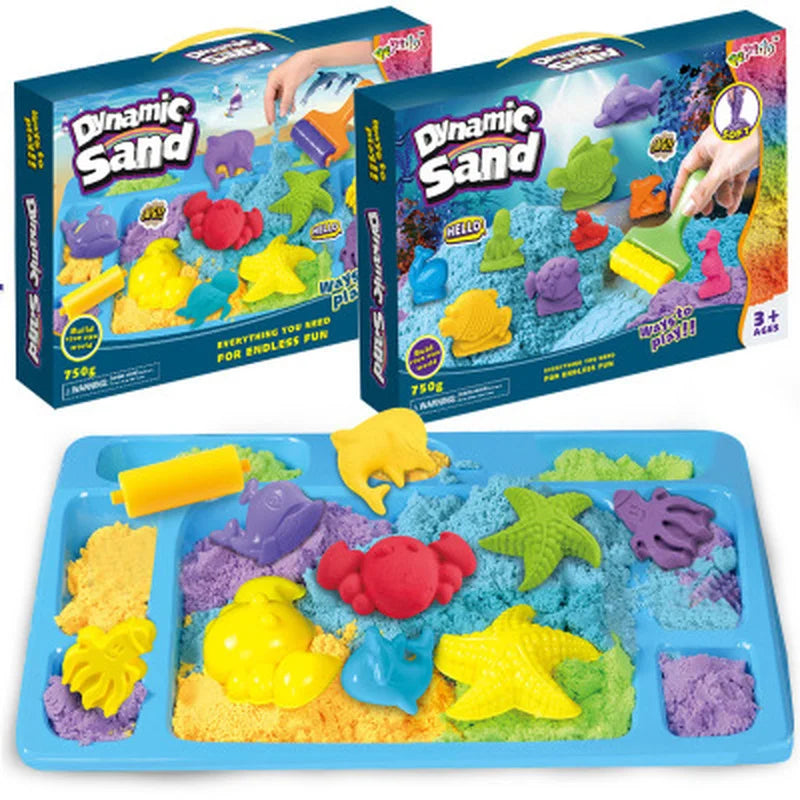 Dynamic Sand Toys  Mould Set DIY Indoor Magic Sand  Color Mud Plasticine Color Sand Educational Toy Kit