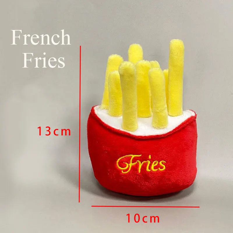 Plush Squeaky Dog Toy – Ice Cream, Fries & Burger Chew Accessories