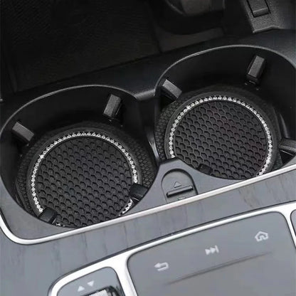 Car Water Cup Pad Holders Non-slip Diamond Rhinestone Rubber Mat for Bottle Holder Coaster Auto Interior Anti-skid Cup Holders