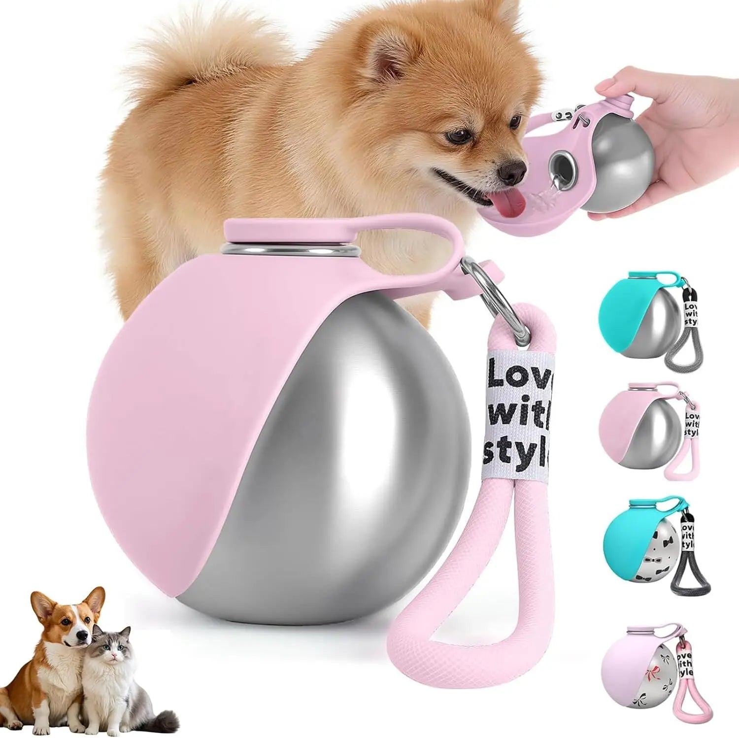 Portable Leak-Proof Dog Water Bottle with Silicone Bowl