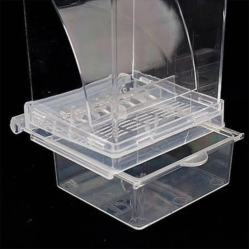 Acrylic No-Mess Automatic Bird Feeder & Drinker – Perch Container For Parrots, Budgerigars & Parakeets, Bird Cage Accessories