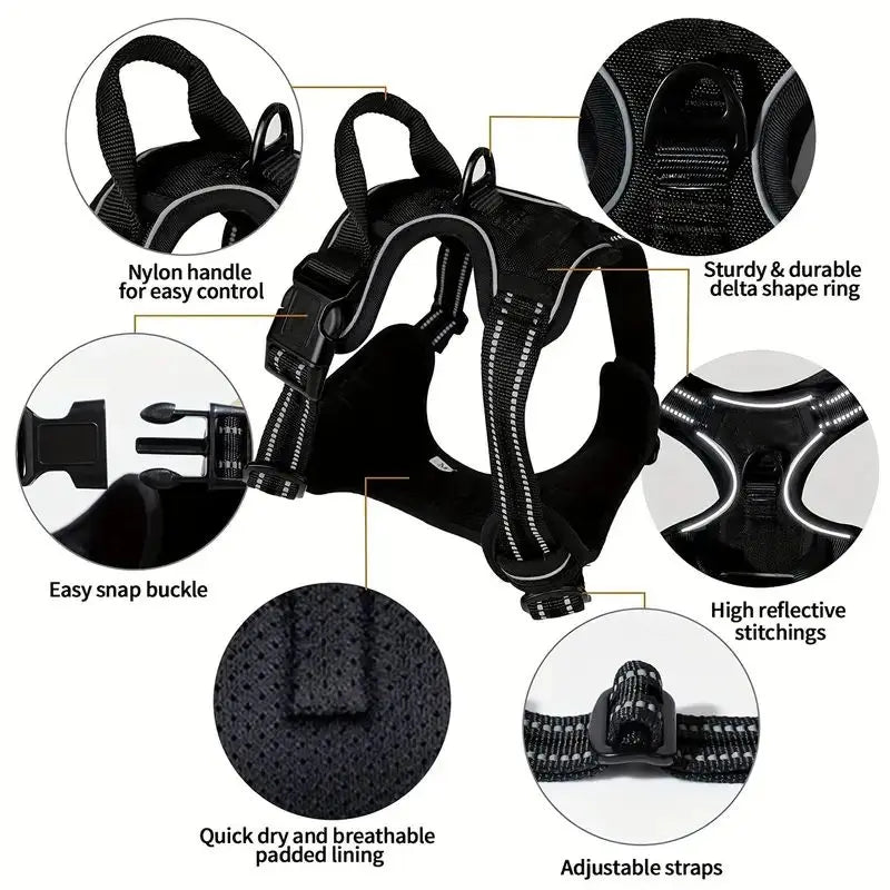 Reflective Dog Harness - Front Clip, Heavy Duty, Easy Control for All Sizes