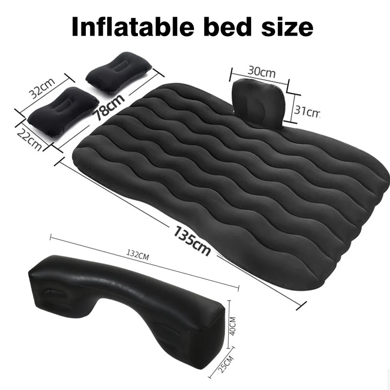 Car inflatable bed with headrest home travel outdoor SUV pickup car universal camping style car rear sleeping rest inflatable bed storage portable