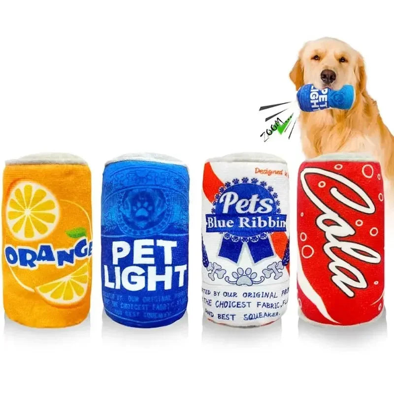 Plush Squeaky Beer Bottle Dog Toy – Bite-Resistant & Fun