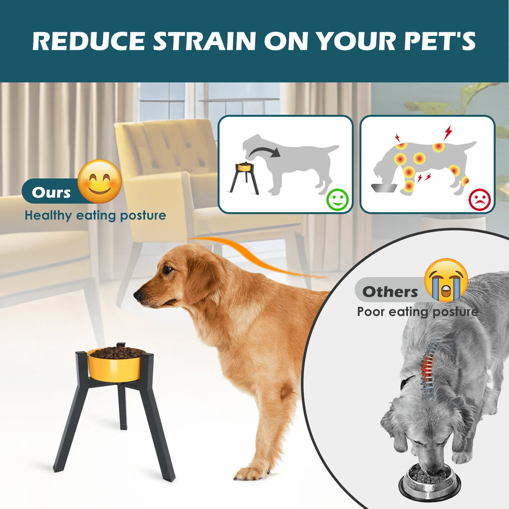 Metal Raised Dog Bowl Stand – Adjustable Width Feeder for Extra Large Dogs – Bowl Not Included