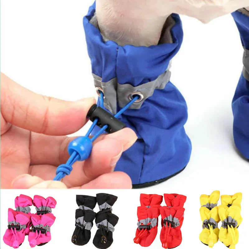 PawGuard 4-Piece Waterproof Dog Boots – Anti-Slip Rain Footwear for Pets