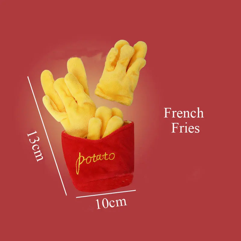 Plush Squeaky Dog Toy – Ice Cream, Fries & Burger Chew Accessories