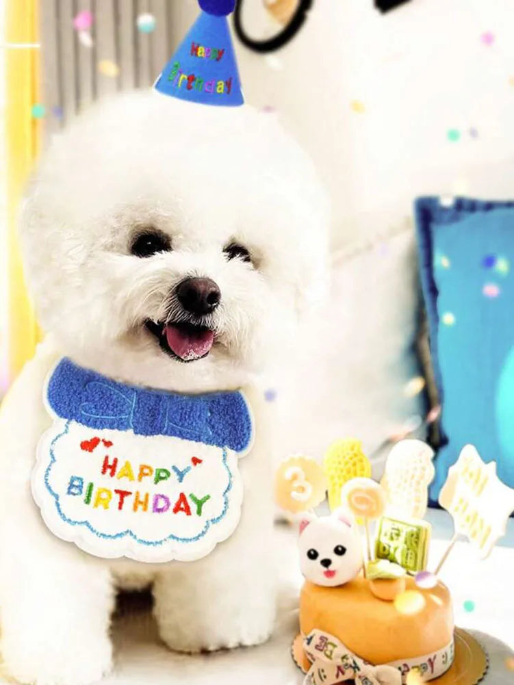 Paw-some Pet Birthday Set – Adjustable Party Hat & Bandana Scarf for Cats & Dogs – Perfect Puppy & Kitty Celebration Outfit!