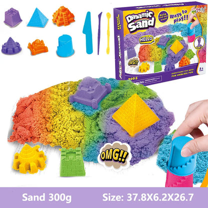 Dynamic Sand Toys  Mould Set DIY Indoor Magic Sand  Color Mud Plasticine Color Sand Educational Toy Kit