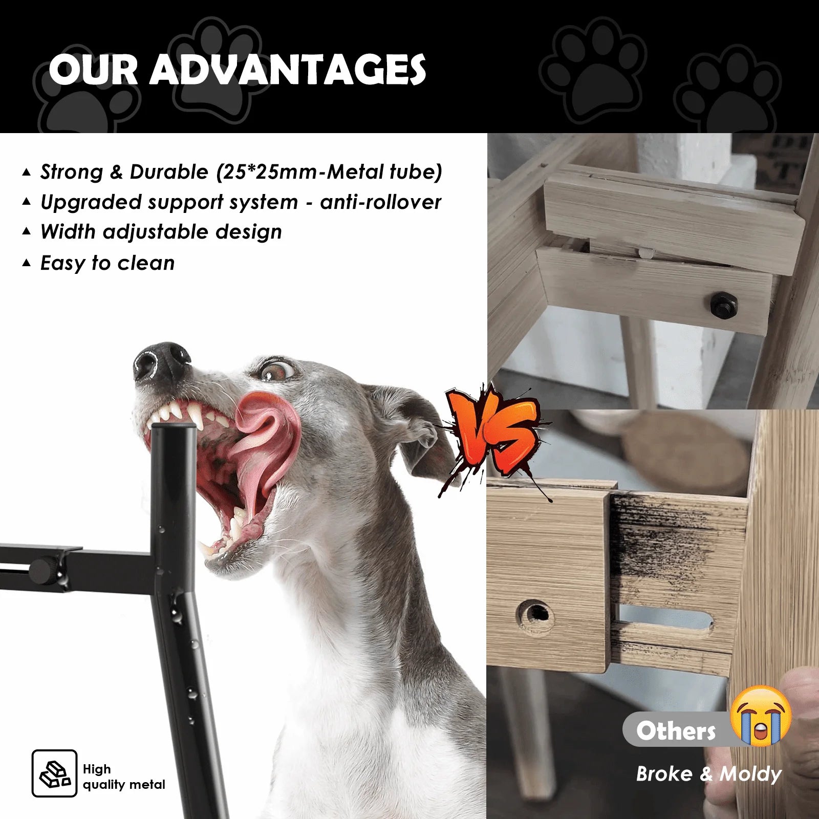 Adjustable Raised Dog Bowl Stand – Metal Feeder Base for Large Dogs – Height Adjustable – Bowls Not Included