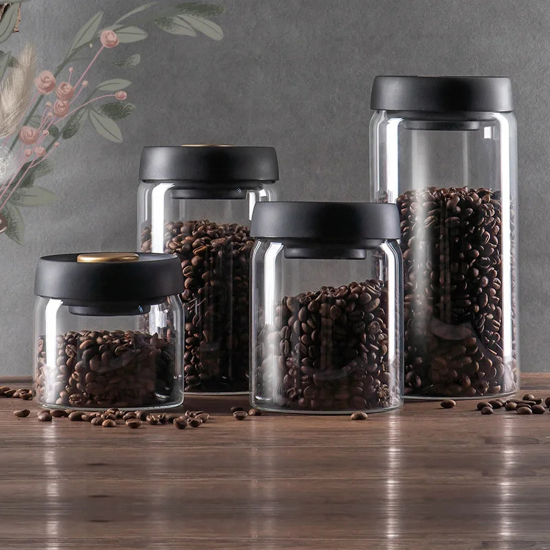 GIANXI Vacuum Sealed Jug Coffee Beans Glass Airtight Canister Food Grains Candy Keep Fresh Storage Jar Kitchen Accessories